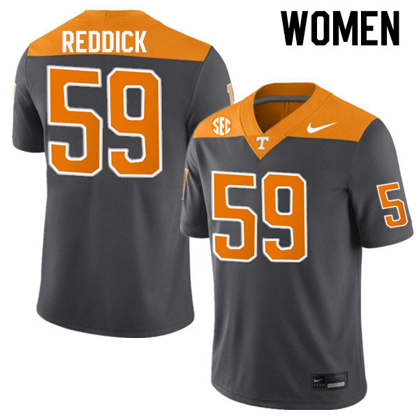 Women #59 Masai Reddick Tennessee Volunteers College Football Jerseys Stitched-Anthracite